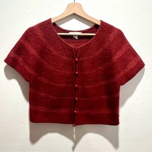 Intuitions Elegant Red Button-Up Cardigan Large